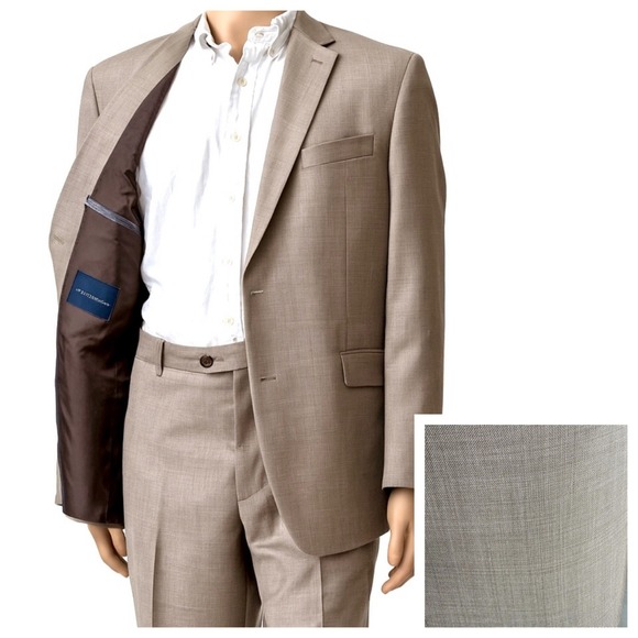 Tommy Hilfiger Other - Tommy Hilfiger 100% Wool Men's 2 Piece Suit Beige Jacket 46R Pants 40X30